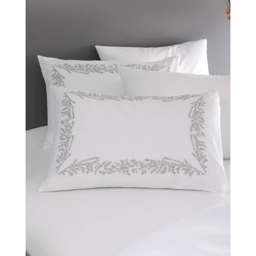 Madame COCO Linda King Size Embroidered Washed Seersucker Duvet Cover Set 240×220 cm – 100% Cotton White/Gray Bedding Set with Flat Sheet & Pillowcases - Madame COCO - Image 7