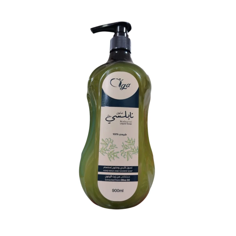 Olga 100% Natural Olive Oil Nabulsi Liquid Soap 900ml - Hydrating Multi-Purpose Hand Wash & Body Shower Soap - Olga
