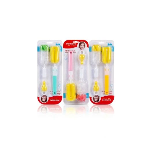 MumLove Baby Bottle Cleaning Brush, 360 Degree Multi-Purpose Bottle Brush for Baby Bottles, Pacifiers, Cups and Straws, High Density Bristles with Comfortable Non-Slip Handle, Essential Cleaning Tool for Moms and Daily Baby Care - Mumlove - Image 2