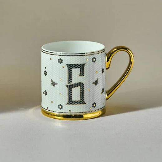 Karaca Letter G Mug 330 ml Elegant Ceramic Cup for Hot and Cold Beverages Daily Use and Personalized Gift Choice