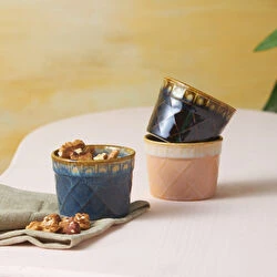 The Karaj Goody Blue Ceramic Dessert Bowl features an elegant 8cm diameter design, perfect for serving sweets and small snacks. It is durable and very stylish
