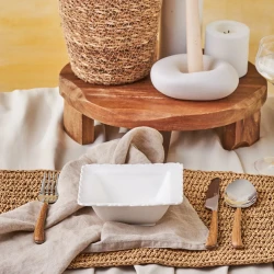 Karaca Ivy Porcelain Cereal Soup Bowl Set White Elegant Design 14.2cm x 14.2cm Perfect for Serving Soups and Cereals Premium Quality Dishwasher Safe Durable and Stylish