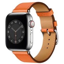 سوار معصم وي وو Attleage لساعة Apple Watch 42mm جلد طبيعي -برتقالي
