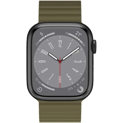WIWU Wi-WB001 Magnetic Silicone Watch Band 42-49mm Army Green & Yellow - Wiwu - Image 2