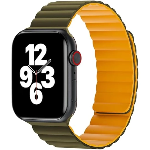 WIWU Wi-WB001 Magnetic Silicone Watch Band 42-49mm Army Green & Yellow WIWU Wi-WB001 Magnetic Silicone Watch Band 42-49mm Army Green & Yellow