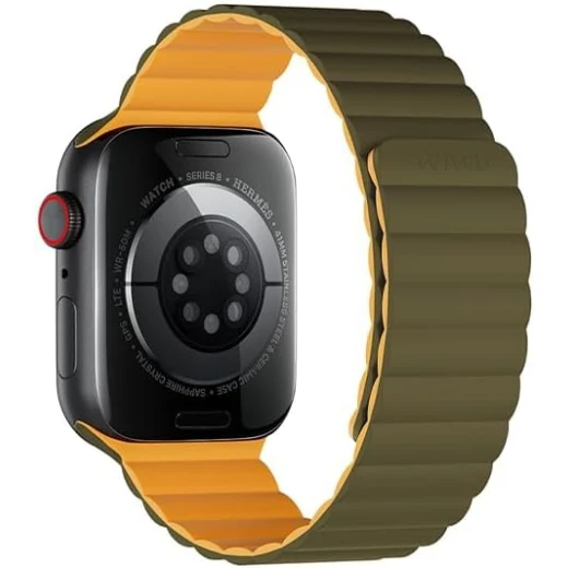 WIWU Wi-WB001 Magnetic Silicone Watch Band 42-49mm Army Green & Yellow - Wiwu - Image 5
