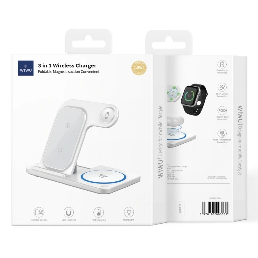 شاحن وي وو اللاسلكي القابل للطي 3 في 1: هاتف، AirPods، iWatch - وي وُو - Image 2