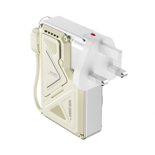 WiWU Wi-P057 5000mAh Magnetic Power Bank with Foldable Stand White - Wiwu - Image 2