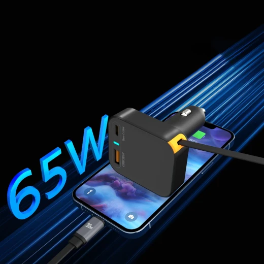 شاحن سيارة وي وو Helix 65W: ثلاثي المنافذ، شحن سريع، كابل USB-C - وي وُو - Image 6