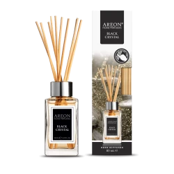 Areon Black Crystal Scented Reed Diffuser 85ml Home Fragrance, Stylish Design for Living Room, Bedroom or Office, Long Lasting 4 Weeks, Easy to Use, Decorative Fragrance Sticks