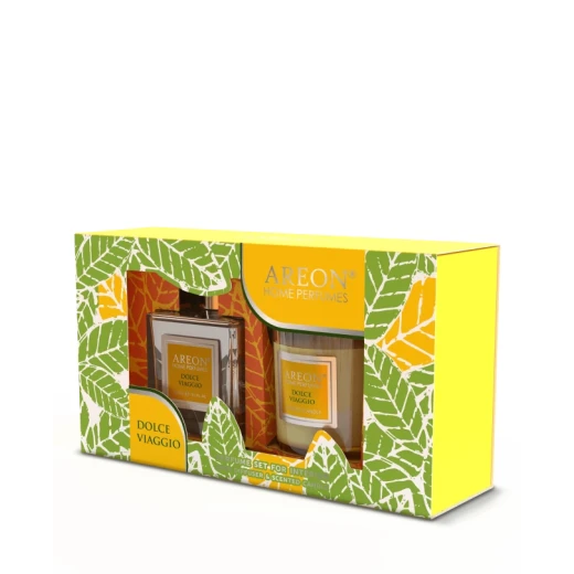 Areon Dolce Vanilla Black Scented Candle and 150ml Air Freshener Set, Featuring a Luxurious Vanilla Black Fragrance for Home and Office, A Complete Scenting Solution Areon Dolce Vanilla Black Scented Candle and 150ml Air Freshener Set, Featuring a Luxurious Vanilla Black Fragrance for Home and Office, A Complete Scenting Solution