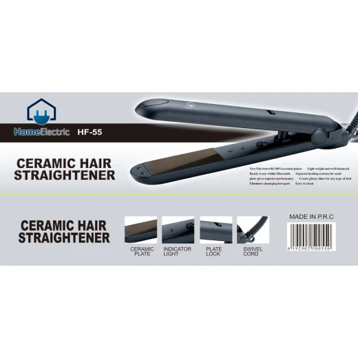 HF55 Hair Straightener Professional Ceramic Plate for All Hair Types 1 Inch with 1 Year Warranty for Smooth and Shiny Results - Home electric - Image 2