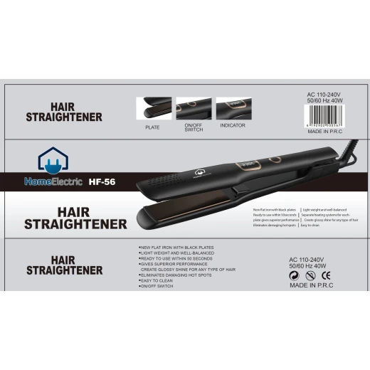 HF56 Hair Straightener Professional Ceramic Flat Iron 40W with 1 Year Warranty Perfect for All Hair Types Fast Heating Technology for Smooth and Shiny Hair - Home electric - Image 2