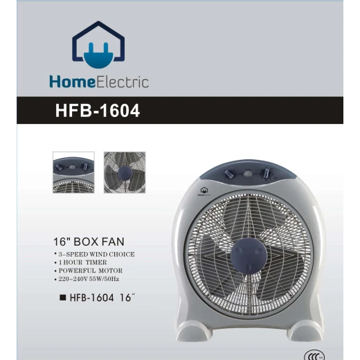 HFB1604 Box Fan with 3 Speed Settings, 1 Hour Timer, and Sleek Design. This Black Box Fan Provides Efficient Cooling. Includes a 1 Year Warranty. - Home electric - Image 2