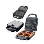 HG269 2 in 1 Electric Grill and Waffle Maker Stainless Steel 1400W - Home electric