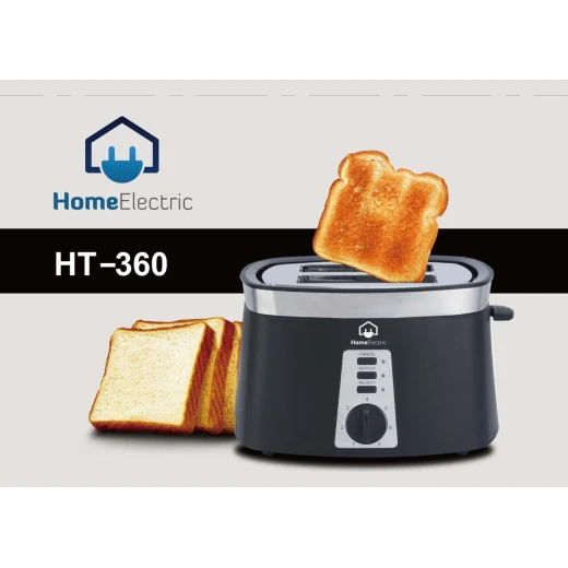 محمصة خبز HT360 بشريحتين من الفولاذ المقاوم للصدأ مع تحكم متغير في التحمير - هوم الكترك - Image 2