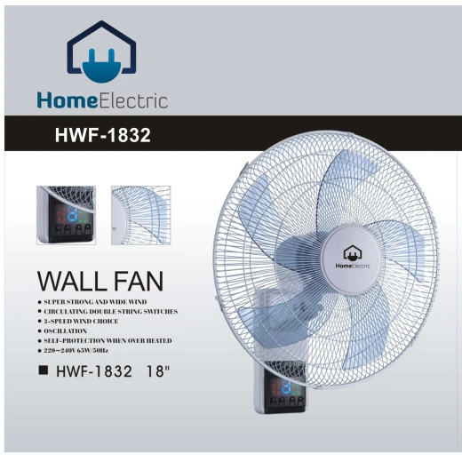 Generic HWF1832 Wall Fan 18 Inch Oscillating 3 Speed with Overheat Protection - Home electric - Image 2