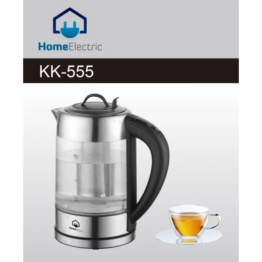 غلاية مياه كهربائية زجاجية KK555 تحكم رقمي ستانلس ستيل 1.7 لتر - هوم الكترك - Image 2