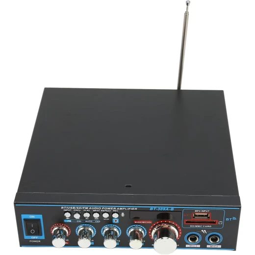مضخم صوت منزلي BT-309A، 400 واط × 2 مضخم صوت بلوتوث ثنائي القناة، صندوق استقبال ستيريو رقمي لمكبر صوت المسرح المنزلي مضخم صوت منزلي BT-309A، 400 واط × 2 مضخم صوت بلوتوث ثنائي القناة، صندوق استقبال ستيريو رقمي لمكبر صوت المسرح المنزلي