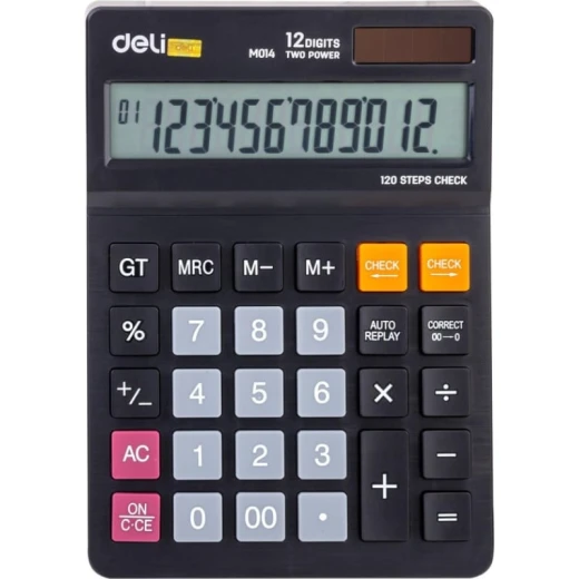 آلة حاسبة مكتبية كبيرة DELI 1420 BLACK بـ 12 خانة وطاقة مزدوجة وشاشة كبيرة آلة حاسبة مكتبية كبيرة DELI 1420 BLACK بـ 12 خانة وطاقة مزدوجة وشاشة كبيرة