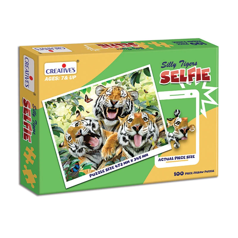 Creative's Educational Silly Tigers Selfie 100-Piece Jigsaw Puzzle for Ages 7 and Up - Creative's