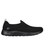 Skechers Women's Arch Fit Vista Slip-On Athletic Shoes: Black Stretch Knit Upper, Air-Cooled Memory Foam Insole, Machine Washable, Vegan, Arch Fit Support, Size 37 - Skechers