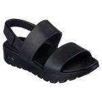 Skechers Women's Arch Fit Footsteps Day Dream Platform Sandals: Black Foamies with Adjustable Ankle Strap & Cushioned Arch Fit Footbed - Size 40, Ultimate Comfort - Skechers
