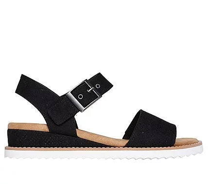 Skechers BOBS Desert Kiss Serendipitous Wedge Sandals for Women Black Size 37 Featuring Textile Upper Cushioned Footbed Breathable Lining Perfect Holiday Footwear - Skechers - Image 2