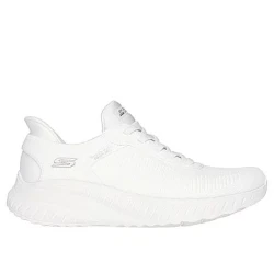 Skechers BOBS Sport Squad Chaos Women's Slip On Athletic Shoes Off White featuring Hands Free Slip ins Technology with Memory Foam Insole Size 40 For Women's