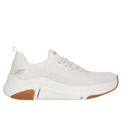 Skechers BOBS Sport Sparrow Flex Athletic Shoes for Men Off White Color Engineered Knit Upper with Fixed Stretch Laces Cushioned Memory Foam Insole Size 40 Comfortable Vegan Design