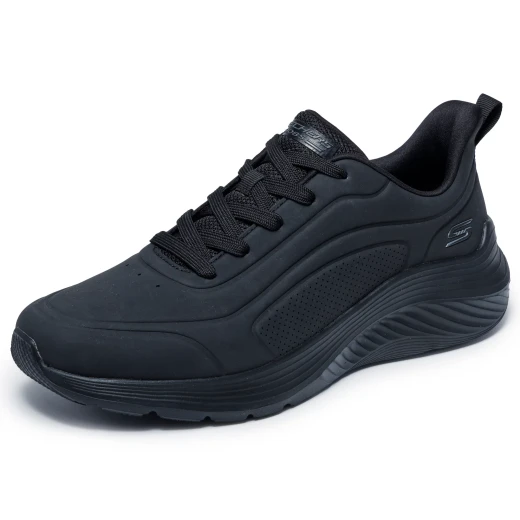 Skechers BOBS Sport Squad Waves Men's Athletic Sneakers Black Textile Upper Memory Foam Insole Lace Up Design Comfortable Stylish Perfect for Training and Casual Wear Size 46 - Skechers - Image 4