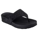 Skechers Women's Arch Fit Vinyasa Vegan Thong Sandal with Rhinestone Details, Supportive Arch Fit Contoured Comfort Footbed, Black, Size 38 - Skechers