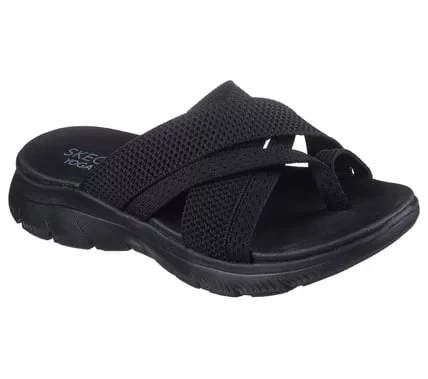 Skechers Women's Summits Fantasy Walk Vegan Strappy Sandals in Black, Featuring a Knitted Upper and Cushioned Yoga Foam Footbed, Size 37 for Breezy Comfort - Skechers - Image 3