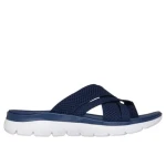 Skechers Women's Summits Fantasy Walk Vegan Strappy Sandals with Knitted Upper and Yoga Foam Footbed, Navy, Size 37 for Breezy Comfort on Sunny Days - Skechers