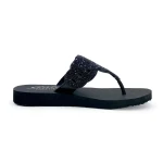 Skechers Women's Meditation Sandal Black Mesh Upper with Air Cooled Memory Foam Insole Size 37 Slip On Design for Casual Wear 1.25 Inch Heel - Skechers