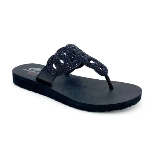 Skechers Women's Meditation Sandal Black Mesh Upper with Air Cooled Memory Foam Insole Size 37 Slip On Design for Casual Wear 1.25 Inch Heel - Skechers - Image 3