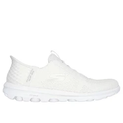 Skechers Women's GO WALK Travel Off White Breathable Mesh Walking Shoes 40 with Ultra Go Cushioning and Goga Mat Insole