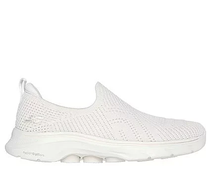 Skechers Women's GO WALK 7 Amina Slip On Walking Shoes Off White 37.5 Size Stretch Fit Engineered Knit Vegan Design with Air Cooled Goga Mat Insole - Skechers - Image 2