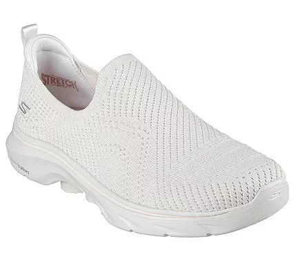 Skechers Women's GO WALK 7 Amina Slip On Walking Shoes Off White 37.5 Size Stretch Fit Engineered Knit Vegan Design with Air Cooled Goga Mat Insole - Skechers - Image 3