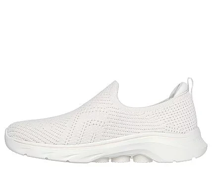Skechers Women's GO WALK 7 Amina Slip On Walking Shoes Off White 37.5 Size Stretch Fit Engineered Knit Vegan Design with Air Cooled Goga Mat Insole - Skechers - Image 4
