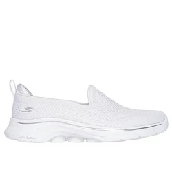 Skechers Women's GO WALK 7 Vina Laceless Vegan Walking Shoes White Engineered Knit Upper Air-Cooled Goga Mat Insole Ultra GO Cushioning Hyper Pillar Technology Size 40