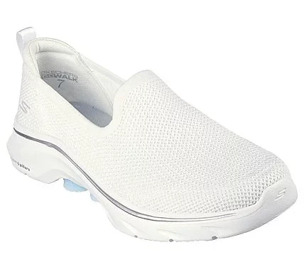 Skechers Women's Go Walk 7 Slip On Walking Shoes White 37 Vegan Comfort Air Cooled Goga Mat Ultra Go Hyper Pillar Technology