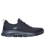 Skechers Women's GO WALK 7 Abie Walking Shoes Black Mesh Synthetic Upper Stretch Laces Air Cooled Goga Mat Insole Size 37 EU - Skechers