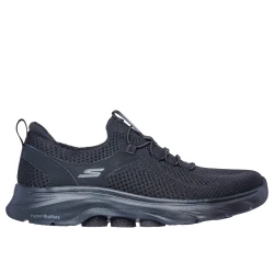 Skechers Women's GO WALK 7 Abie Walking Shoes Black Mesh Synthetic Upper Stretch Laces Air Cooled Goga Mat Insole Size 37 EU
