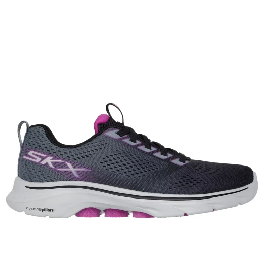 Skechers Women's GO WALK 7 Construct Walking Shoes Black Size 40 Features Air-Cooled Goga Mat Insole Ultra Go Cushioning Hyper Pillar Technology for Support