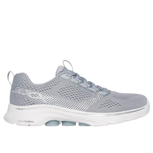 Skechers Women's GO WALK 7 Hailey Walking Shoes Gray Silver 38 Engineered Mesh Upper Air-Cooled Goga Mat Insole Lightweight ULTRA GO Cushioning Hyper Pillar Technology for Support - Skechers - Image 2