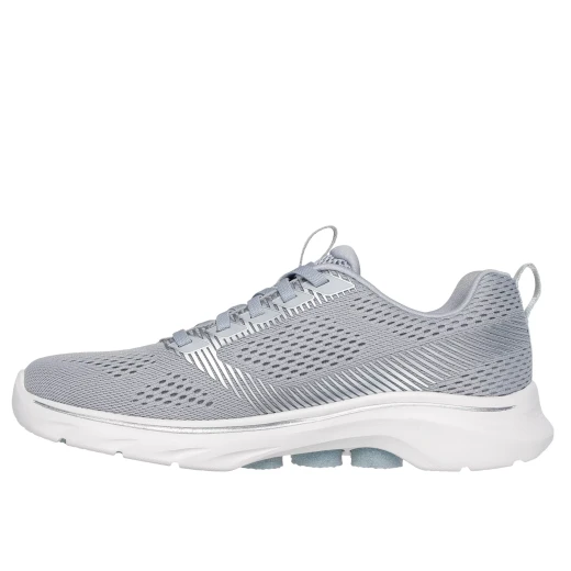Skechers Women's GO WALK 7 Hailey Walking Shoes Gray Silver 38 Engineered Mesh Upper Air-Cooled Goga Mat Insole Lightweight ULTRA GO Cushioning Hyper Pillar Technology for Support - Skechers - Image 4