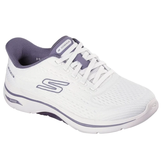 Skechers Women's GO WALK Arch Fit 2.0 Walking Shoes with Hands Free Slip-ins Technology, Featuring Engineered Knit Upper, Comfort Pillars, Removable Arch Fit Insole, White, Size 37 - Skechers - Image 3