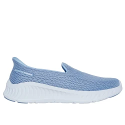 Skechers Women's GO WALK Now Slip On Shoes Blue Color 37 Size Hands Free Design Air Cooled Goga Mat Insole Ultra Light Cushioning Laceless Athletic Comfort Vegan Sporty Style