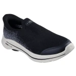 Skechers Women's GO WALK 8 Slip-ins with Heel Pillow, Laceless Knit Design, Air-Cooled Goga Mat Insole, Lightweight Ultra Go Cushioning, Black/White 37 - Skechers